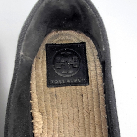 Tory Burch Black Canvas Espadrille Flats with White Cap Toe - Picture 4 of 8